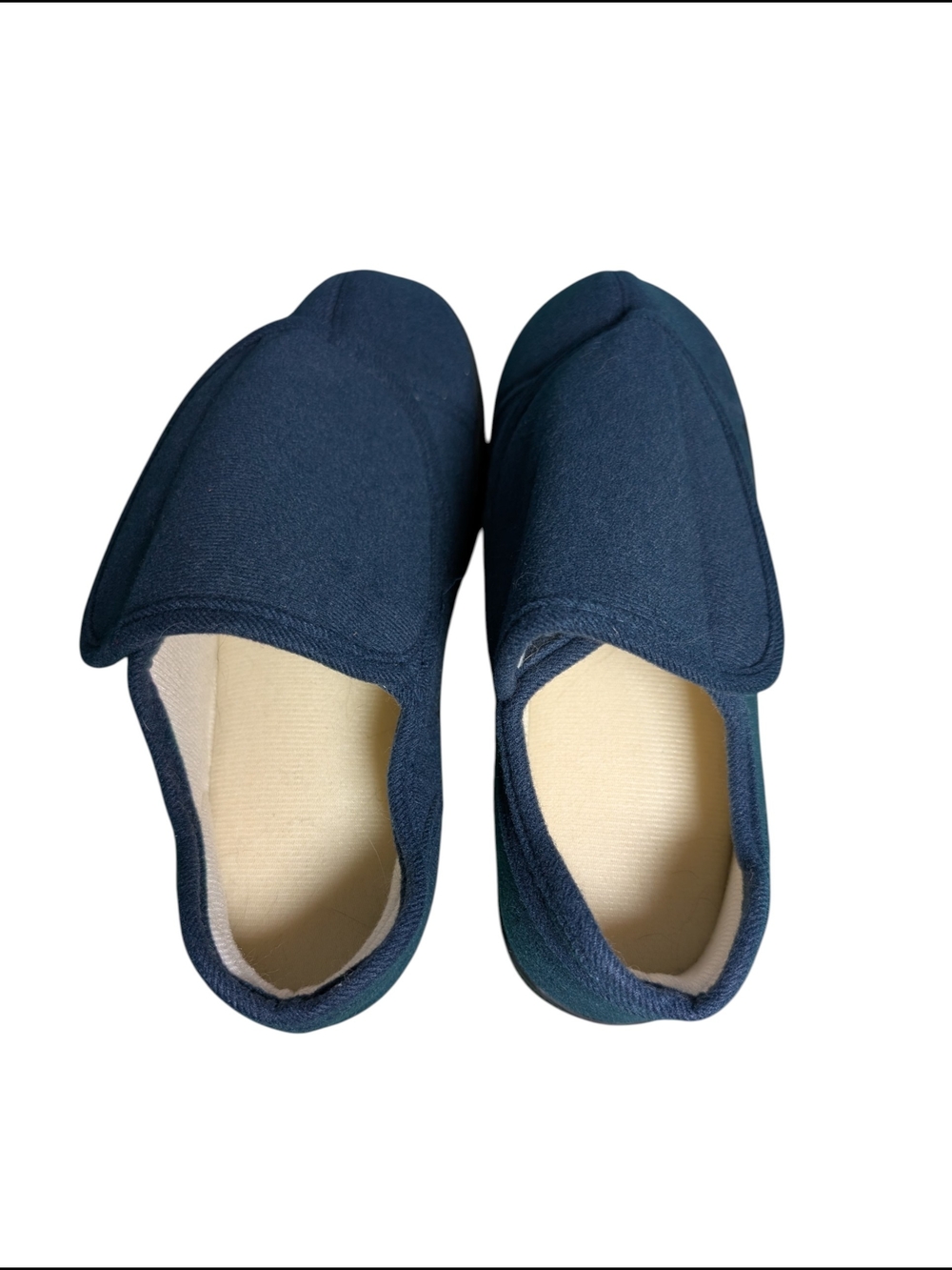 Men's Navy Slip-On Comfort Slippers, Closes With Hook & Loop Tape, Size XL